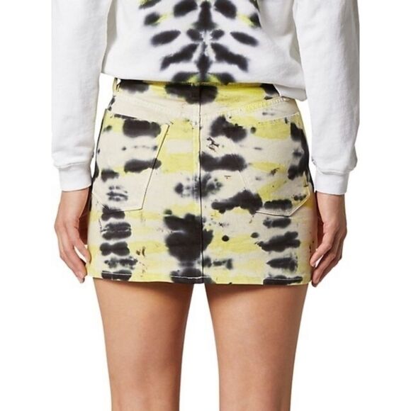 HUDSON Viper Denim Mini Skirt in Black and yellow - Picture 2 of 6